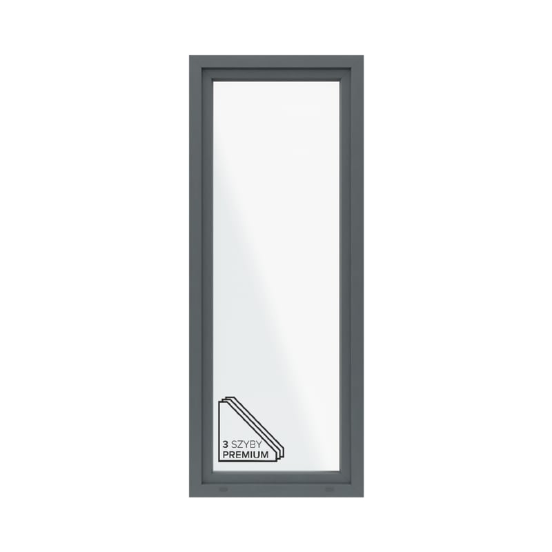 Okno PCV 3-szybowe balkonowe OB6/85 antracytowe 865x2195 mm otwierane do wewnątrz lewe Witraż