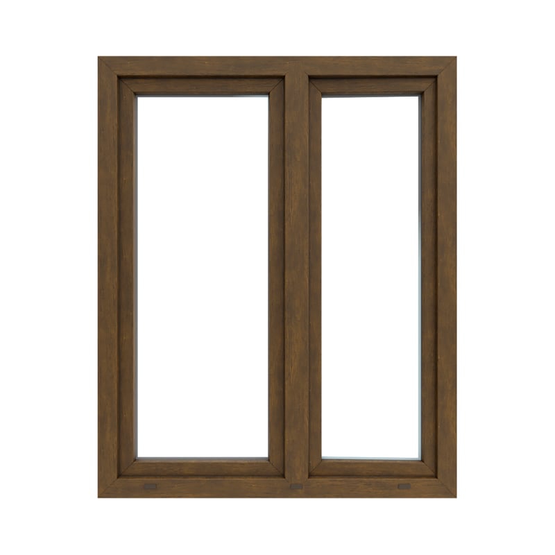 Okno PCV 2-szybowe fasadowe O33 orzechowe 1165x1435 mm otwierane do wewnątrz lewe Witraż