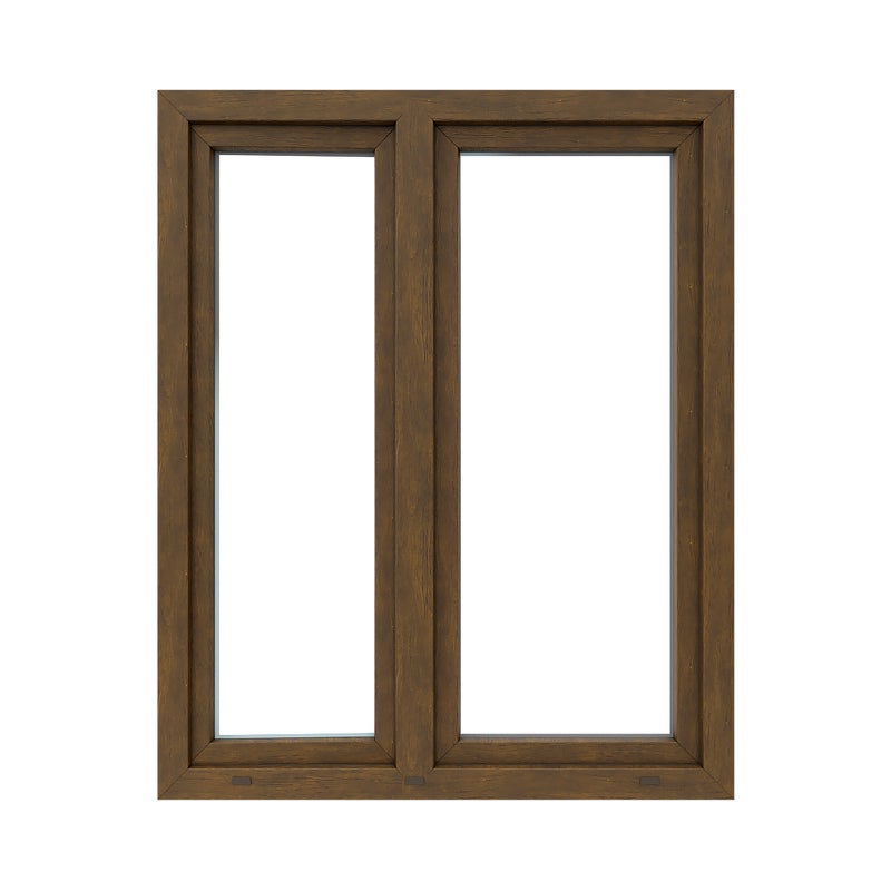 Okno PCV 2-szybowe fasadowe O32A orzechowe 1165x1435 mm otwierane do wewnątrz prawe Witraż
