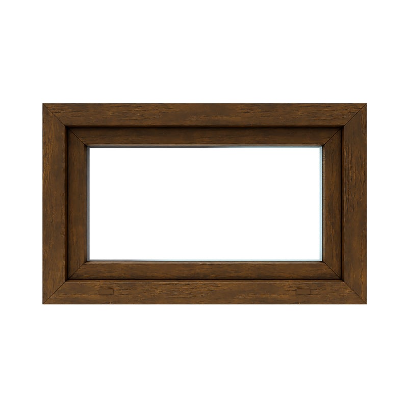 Okno PCV 2-szybowe fasadowe O2 orzechowe uchylne do wewnątrz 865x535 mm Witraż