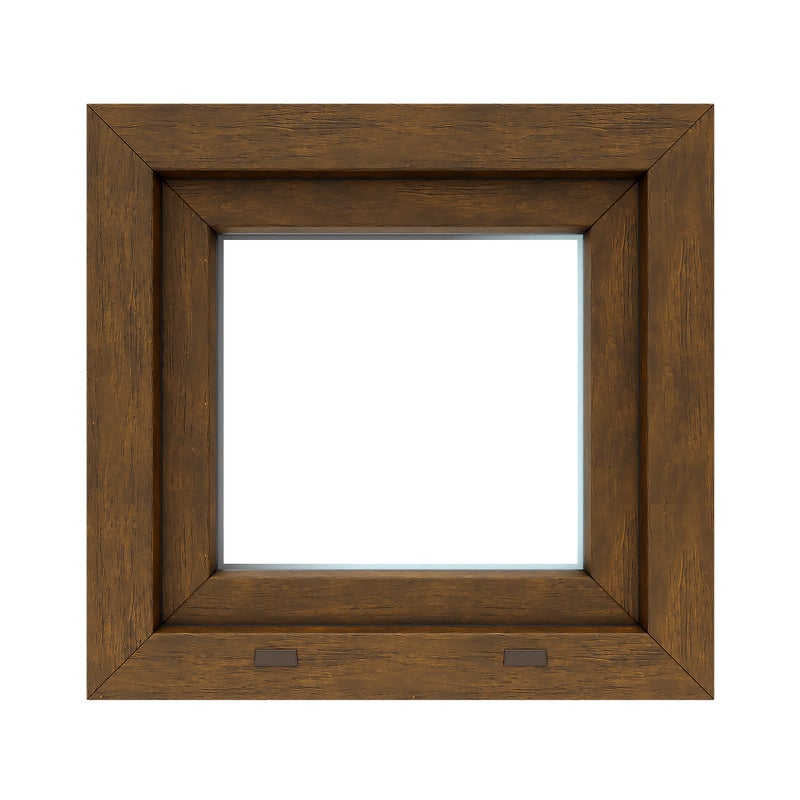 Okno PCV 2-szybowe fasadowe O1 orzechowe 565x535 mm uchylne do wewnątrz