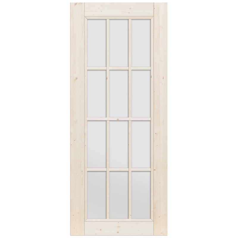 Drzwi wewnętrzne drewniane pokojowe przesuwne 80 Industrial 12S mleczna świerk surowy Artens