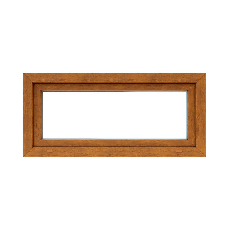 Okno PCV 2-szybowe fasadowe O3 złoty dąb 1165x535 mm uchylne do wewnątrz Witraż