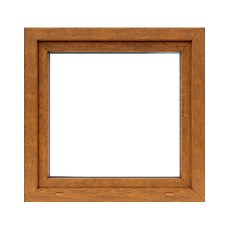 Okno PCV 2-szybowe fasadowe O5U złoty dąb 865x835 mm uchylne do wewnątrz Witraż