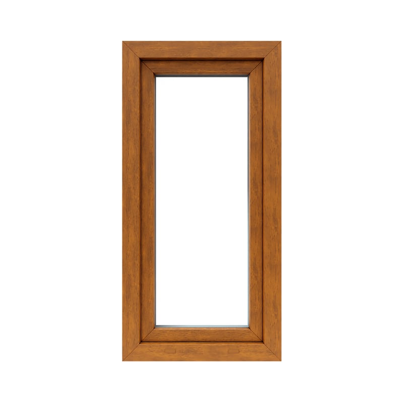 Okno PCV 2-szybowe fasadowe O10 złoty dąb 565x1135 mm otwierane do wewnątrz prawe Witraż