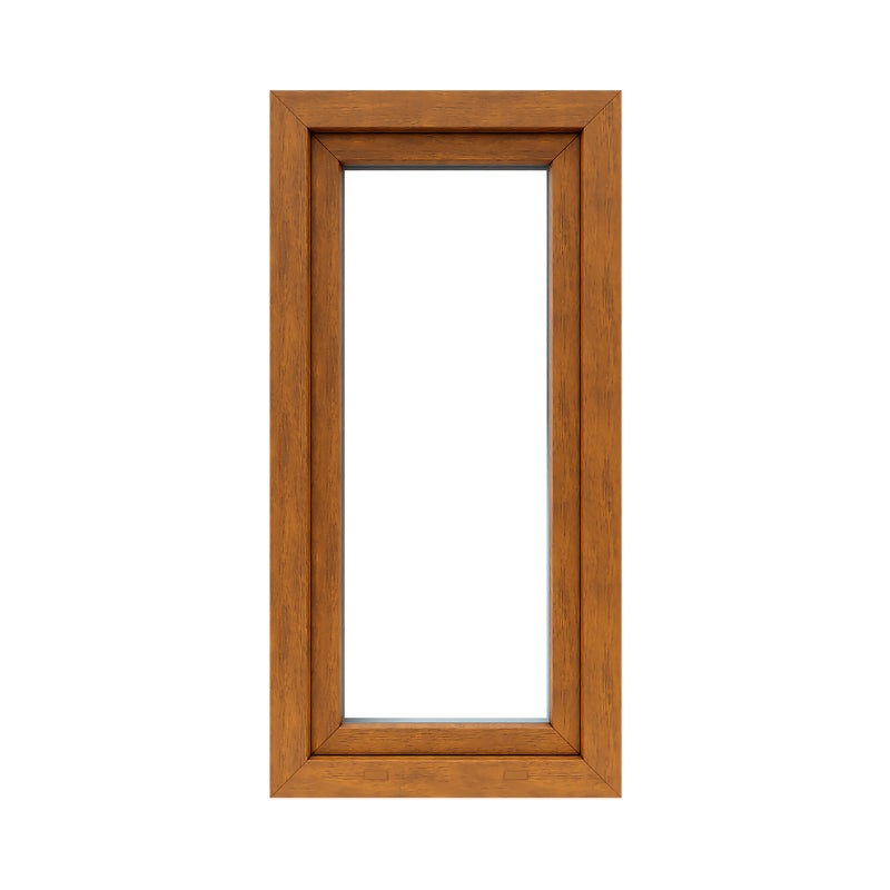 Okno PCV 2-szybowe fasadowe O11/85 złoty dąb 565x1135 mm otwierane do wewnątrz lewe Witraż
