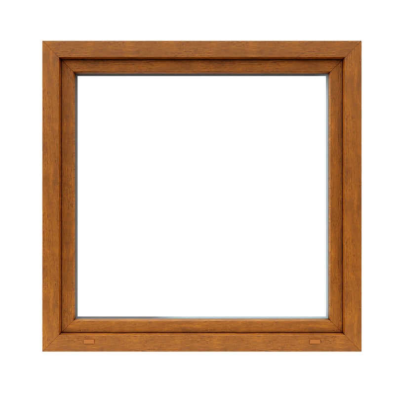 Okno PCV 2-szybowe fasadowe O16 złoty dąb 1165x1135 mm otwierane do wewnątrz prawe Witraż