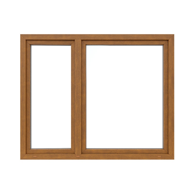 Okno PCV 2-szybowe fasadowe O36 złoty dąb 1765x1435 mm otwierane do wewnątrz prawe Witraż