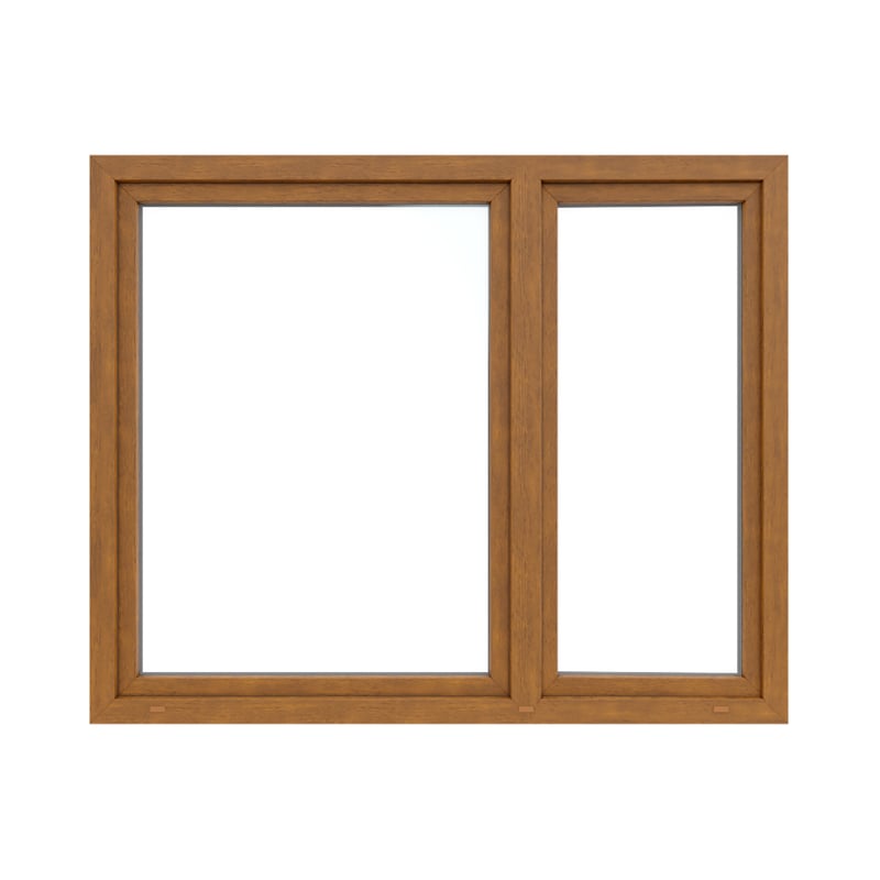 Okno PCV 2-szybowe fasadowe O37 złoty dąb 1765x1435 mm otwierane do wewnątrz lewe Witraż