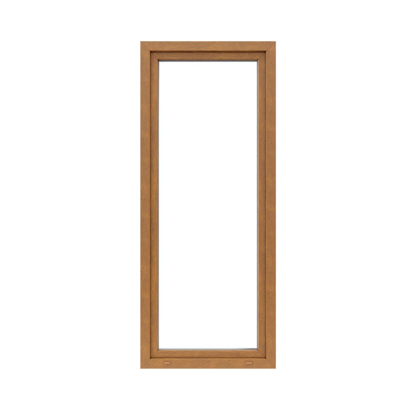 Okno PCV 2-szybowe balkonowe OB3 złoty dąb 865x2095 mm otwierane do wewnątrz prawe Witraż