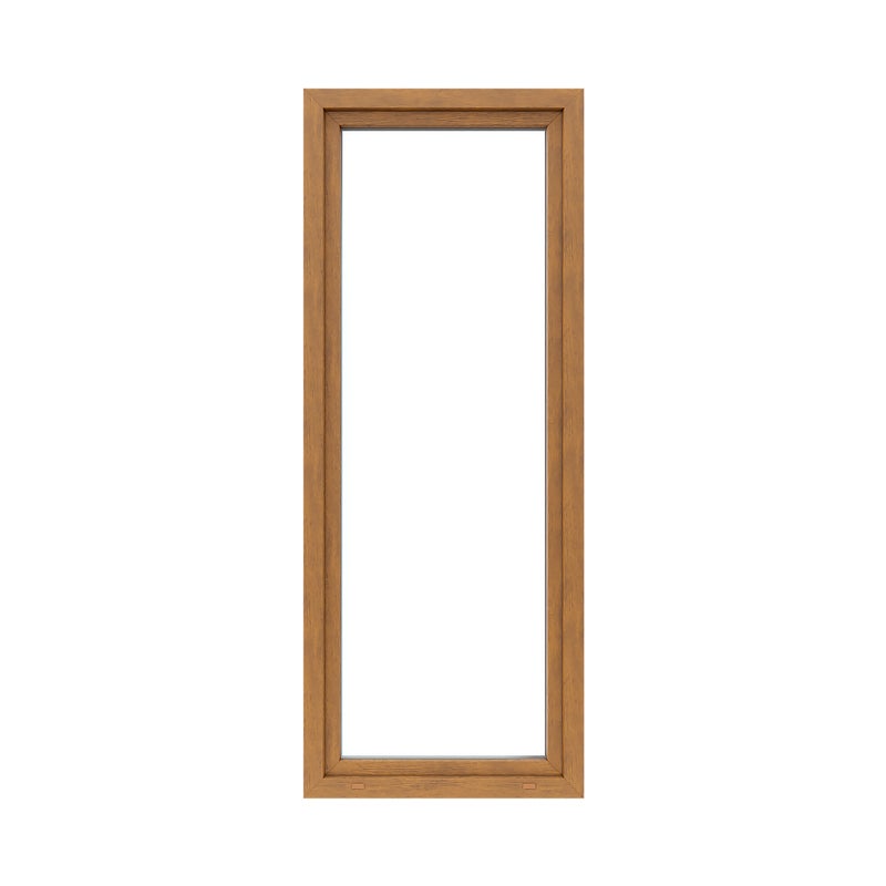 Okno PCV 2-szybowe balkonowe OB5 złoty dąb 865x2195 mm otwierane do wewnątrz prawe Witraż