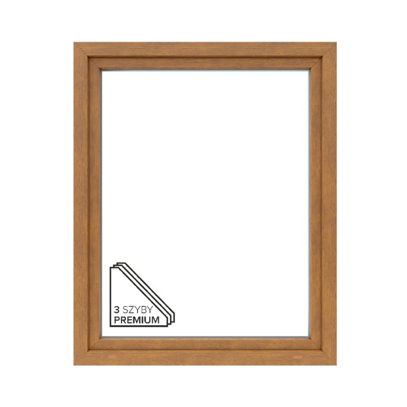 Okno PCV 3-szybowe fasadowe O33/85 złoty dąb 1165x1435 mm otwierane do wewnątrz lewe Witraż