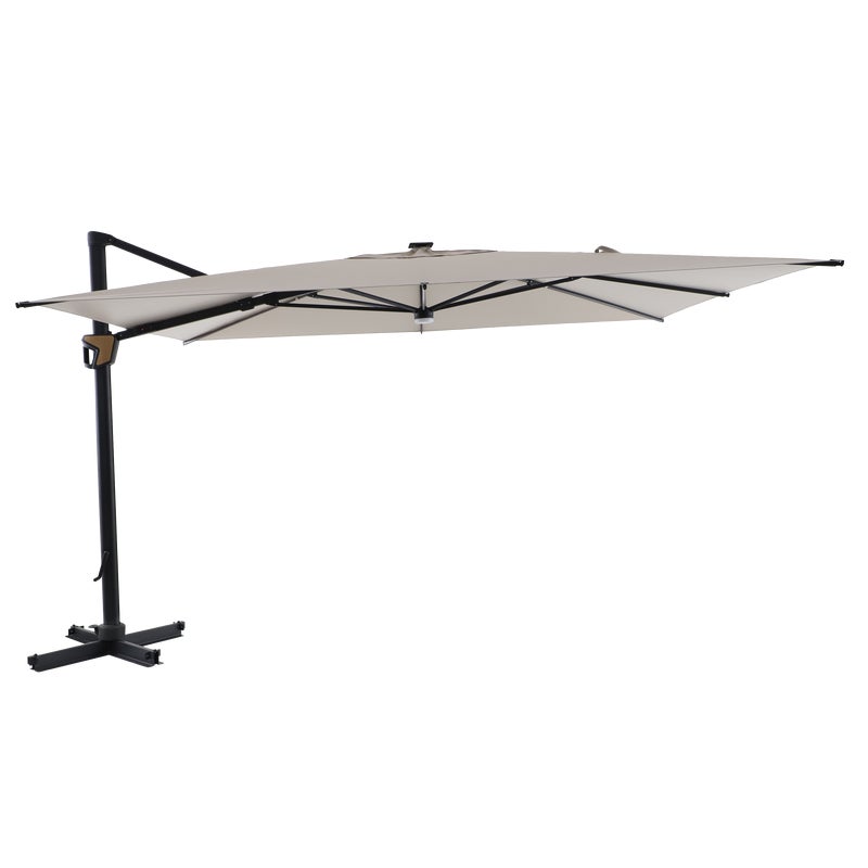 Parasol ogrodowy Odyssea Premium ze światłem LED 387x287x271 cm beżowy Naterial