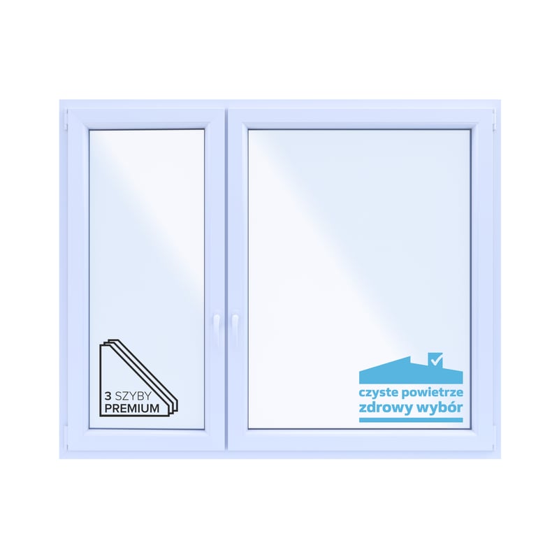 Okno PCV 3-szybowe fasadowe O37 białe 1765x1435 mm otwierane do wewnątrz lewe TROCAL 76AD Witraż