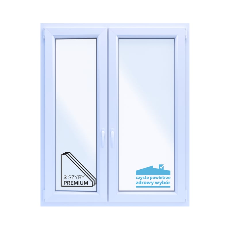 Okno PCV 3-szybowe fasadowe O33A białe 1165x1435 mm otwierane do wewnątrz lewe TROCAL 76MD Witraż