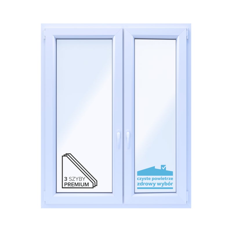 Okno PCV 3-szybowe fasadowe O32A białe 1165x1435 mm otwierane do wewnątrz prawe TROCAL 76MD Witraż