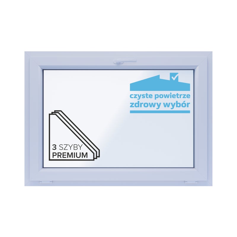 Okno PCV 3-szybowe fasadowe O6 białe 1165x835 mm uchylne do wewnątrz TROCAL 76MD Witraż