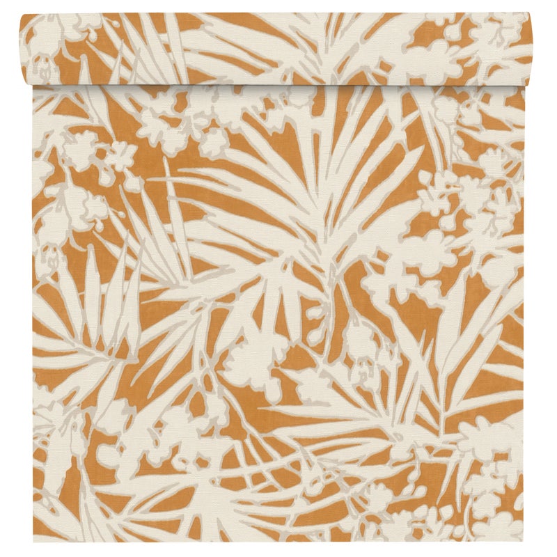 Tapeta Liście Paraiso 330328 pomarańczowa winylowa na flizelinie