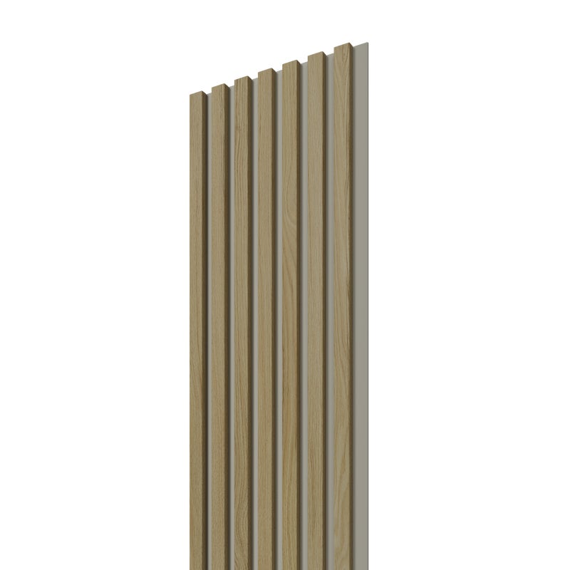 Panele ścienne 3D Lamel na szarym HDF 265x30 cm Dąb 7 lameli