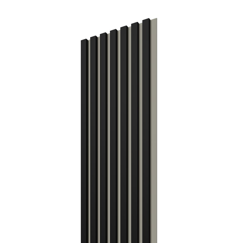 Panele ścienne 3D Lamel na szarym HDF 265x30 cm Czarny 7 lameli