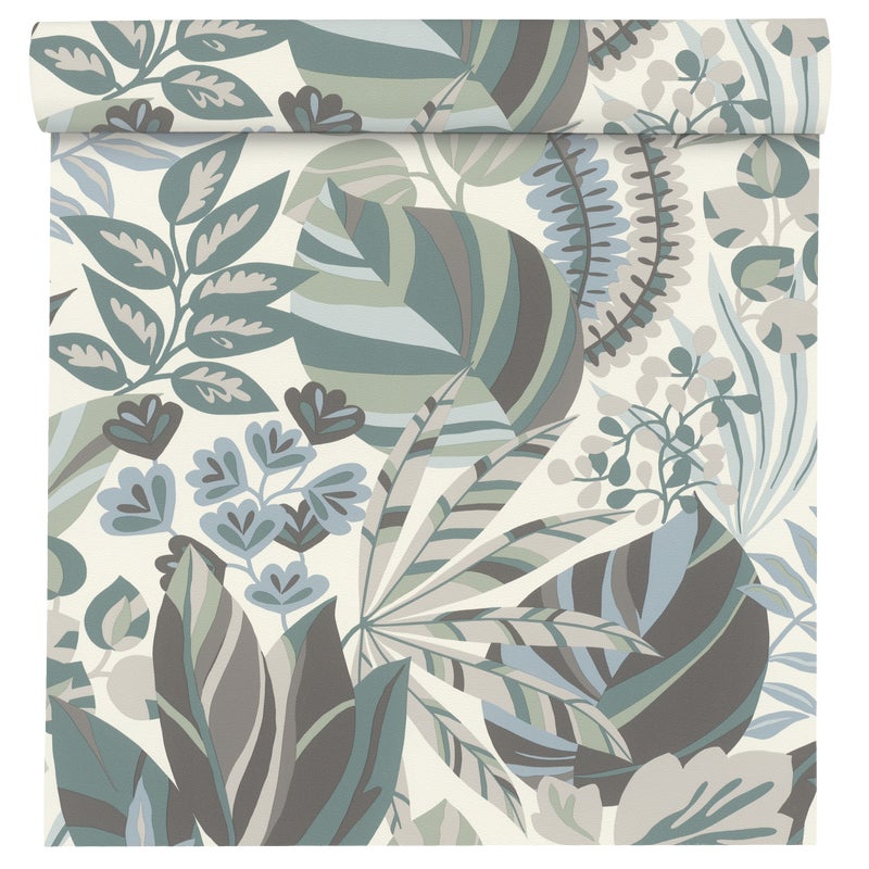 Tapeta Liście Selection Vinyl 867411 niebieska winylowa na flizelinie