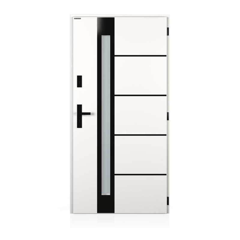 Drzwi zewnętrzne stalowe wejściowe Ultron Stopsol białe 90 prawe Wiśniowski