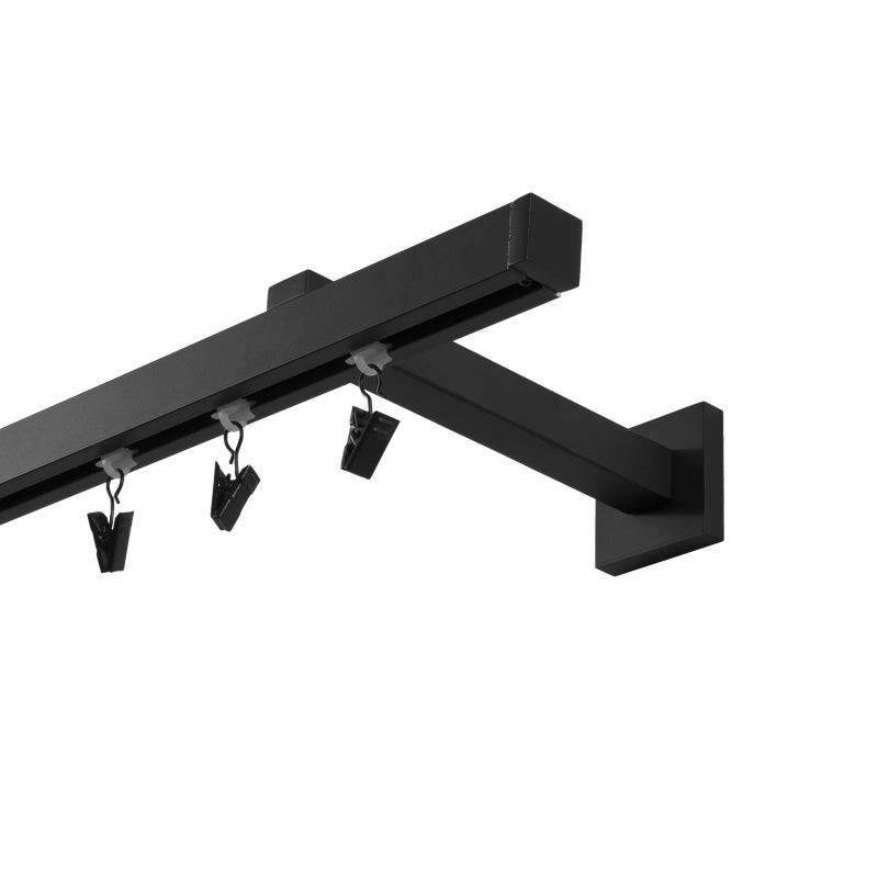 Karnisz pojedynczy Kwadro w pełni przesuwny 150 cm czarny