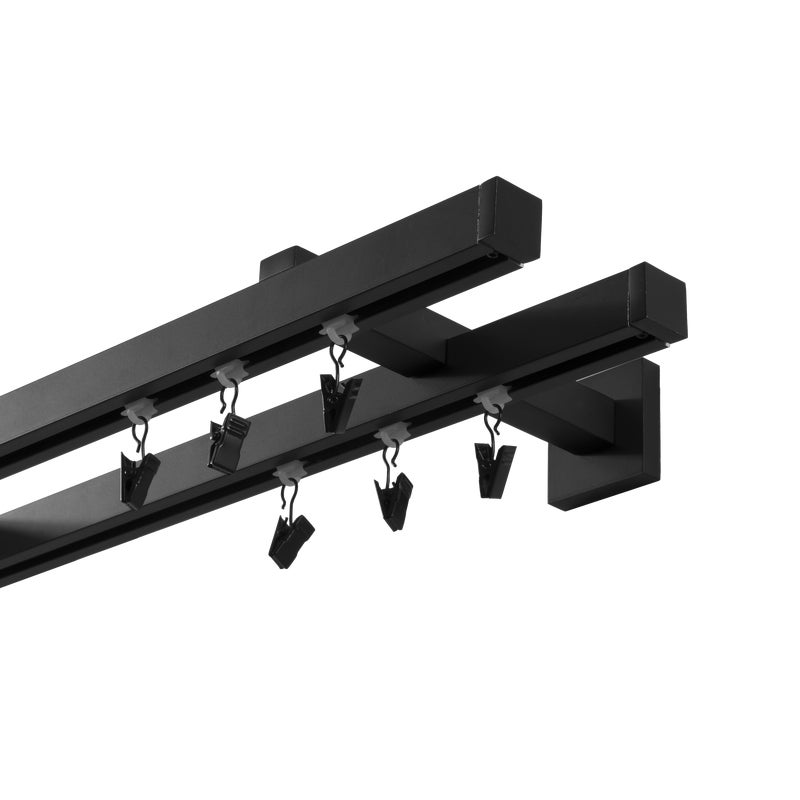 Karnisz podwójny Kawdro w pełni przesuwny 200 cm czarny