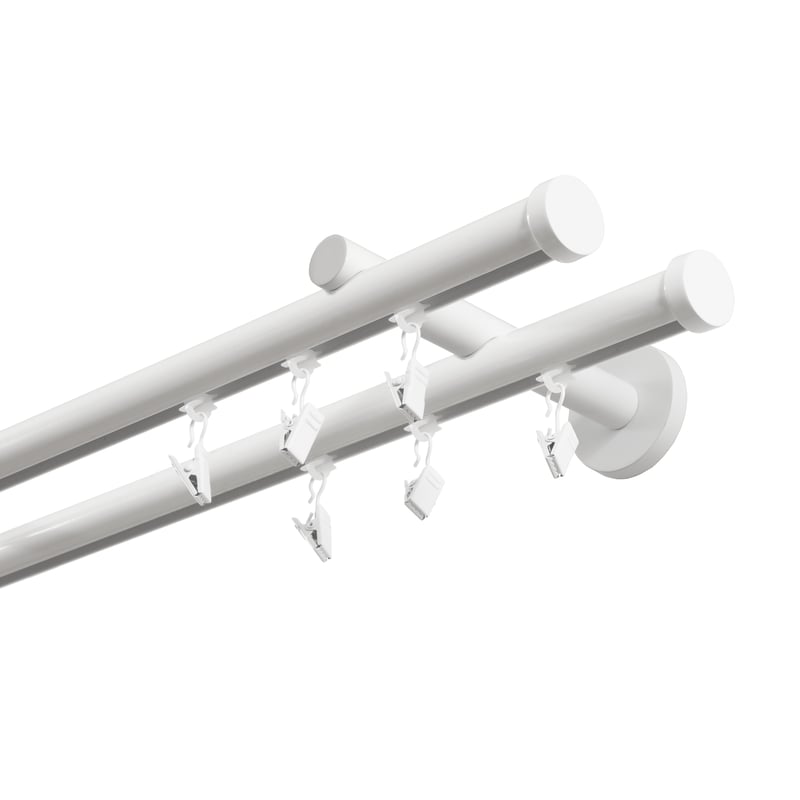Karnisz podwójny w pełni przesuwny 150 cm biały 20 mm