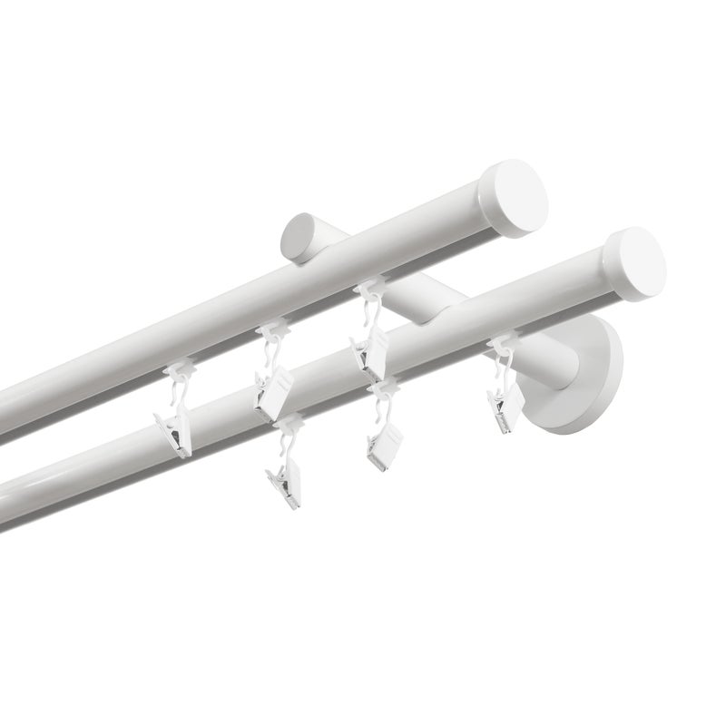Karnisz podwójny w pełni przesuwny 250 cm biały 20 mm