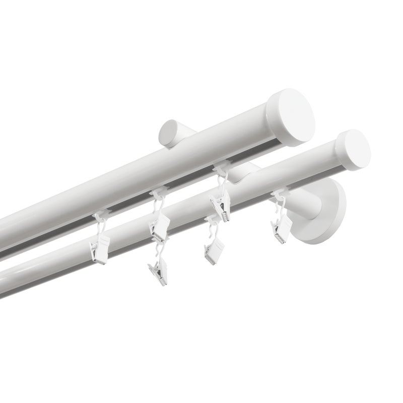 Karnisz podwójny w pełni przesuwny 150 cm biały 20/28 mm