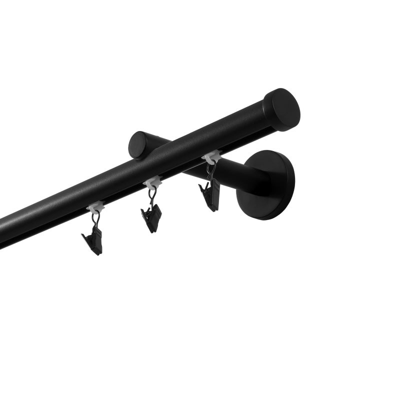 Karnisz sufitowy pojedynczy w pełni przesuwny 300 cm czarny 20 mm