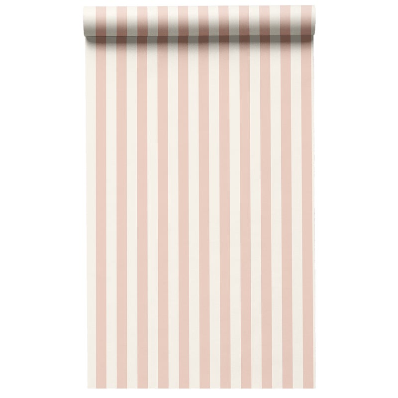Tapeta geometryczna Stripe w pasy różowo-biała winylowa na flizelinie Inspire