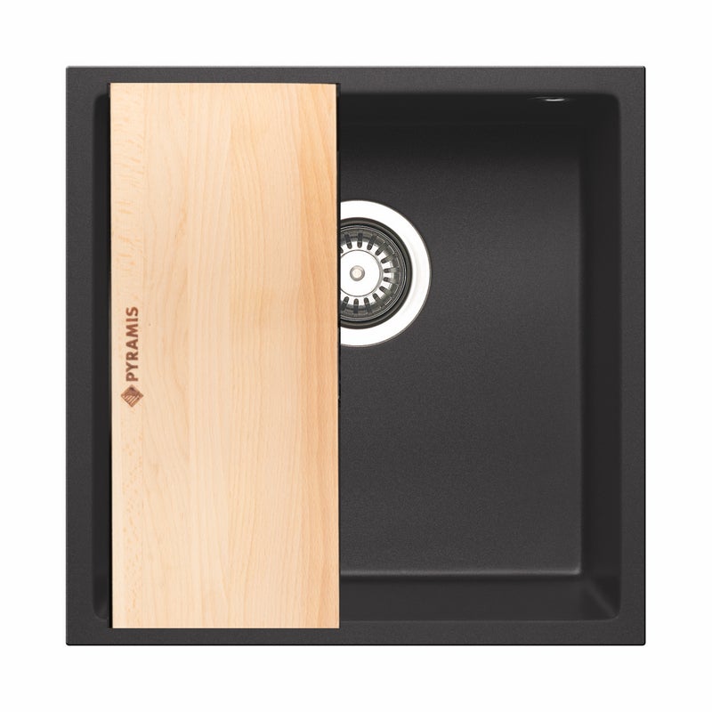 Zlewozmywak konglomeratowy jednokomorowy podwieszany Tetragon czarny 40 Pyramis