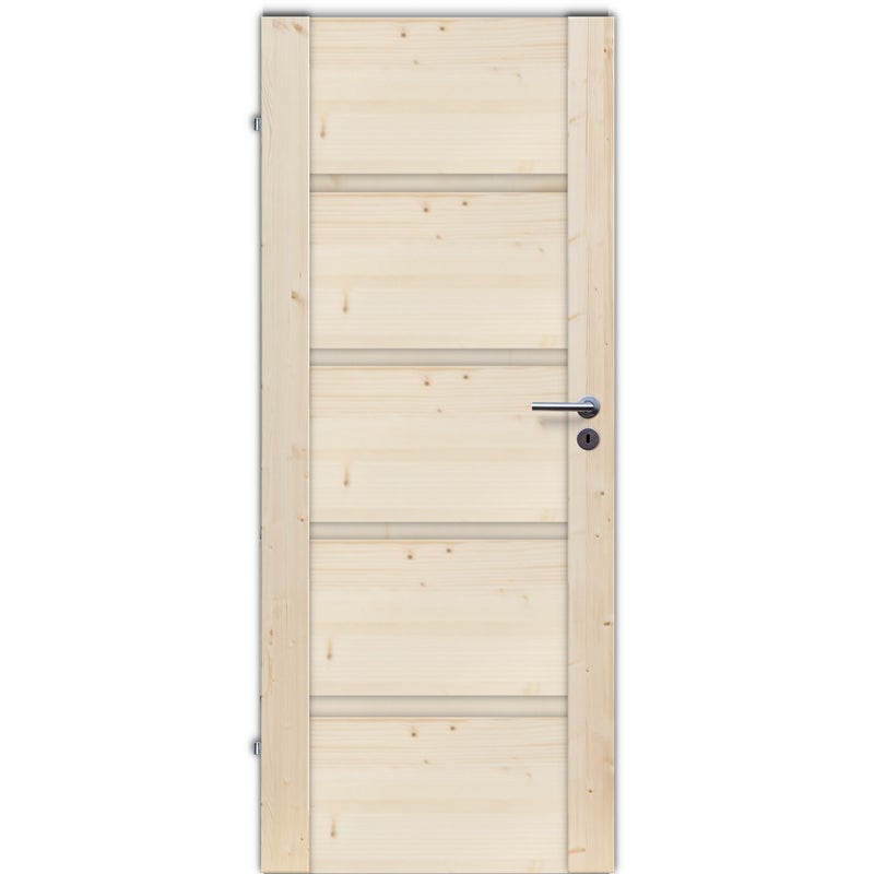 Drzwi wewnętrzne drewniane świerkowe surowe pełne Skogen 70 lewe