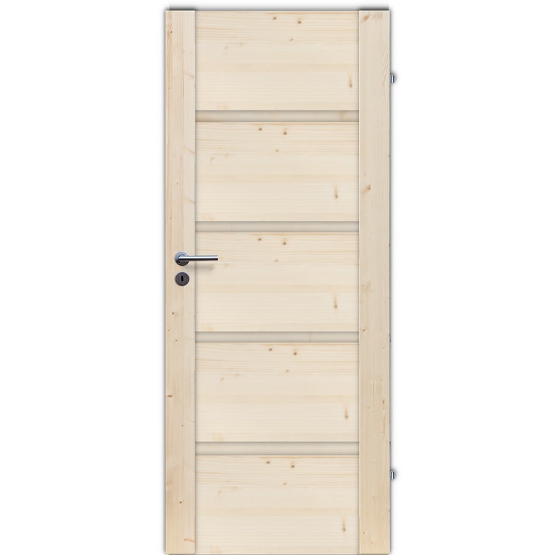 Drzwi wewnętrzne drewniane świerkowe surowe pełne Skogen 70 prawe