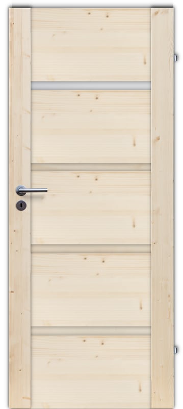 Drzwi wewnętrzne drewniane świerkowe surowe łazienkowe Skogen 60 prawa