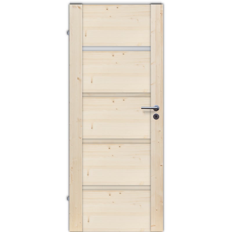 Drzwi wewnętrzne drewniane świerkowe surowe łazienkowe Skogen 90 lewe