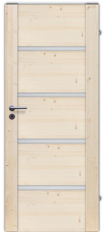 Drzwi wewnętrzne drewniane świerkowe surowe pokojowe Skogen 60 prawe