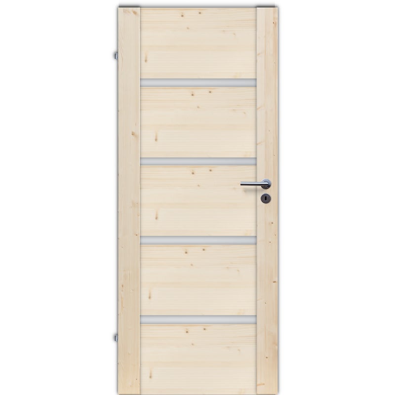 Drzwi wewnętrzne drewniane świerkowe surowe pokojowe Skogen 90 lewe