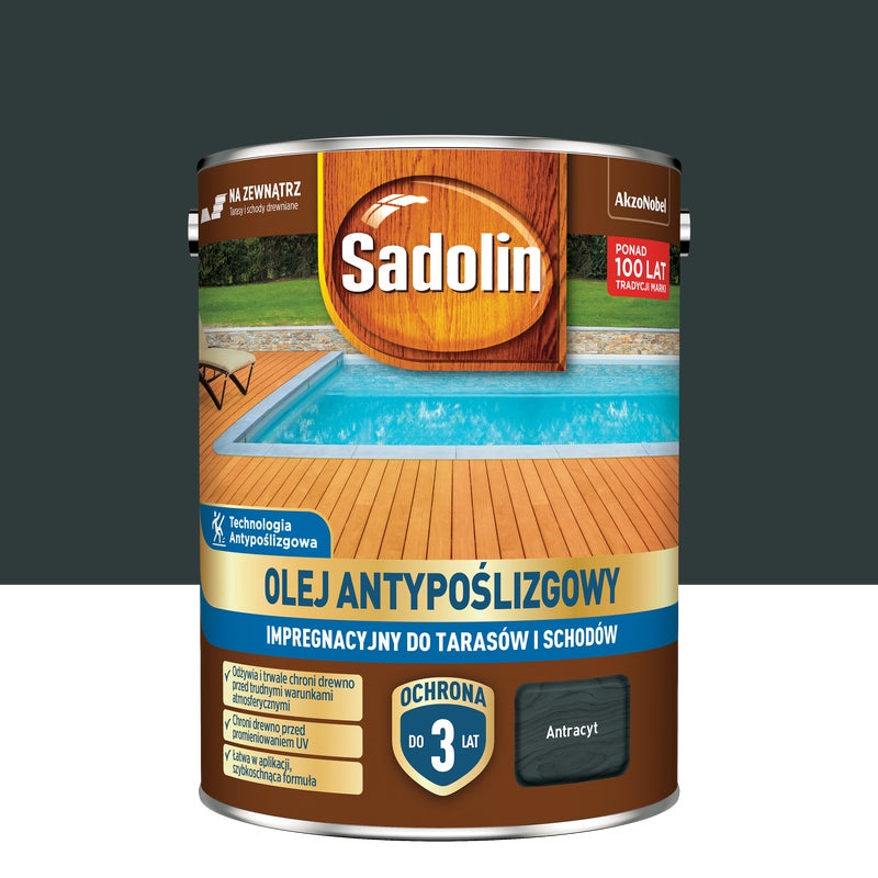 Sadolin Olej antypoślizgowy do tarasów i schodów Antracyt 4.5 l