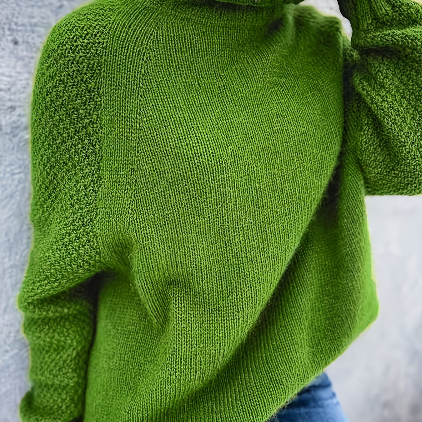 TEMU Elegancki sweter damski z wysokim dekoltem i detalami prążkowanymi - długi rękaw, jednolity , zapinany na guziki, idealny na wiosnę/jesień,