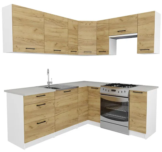 Narożny zestaw mebli kuchennych dąb craft - Hemi