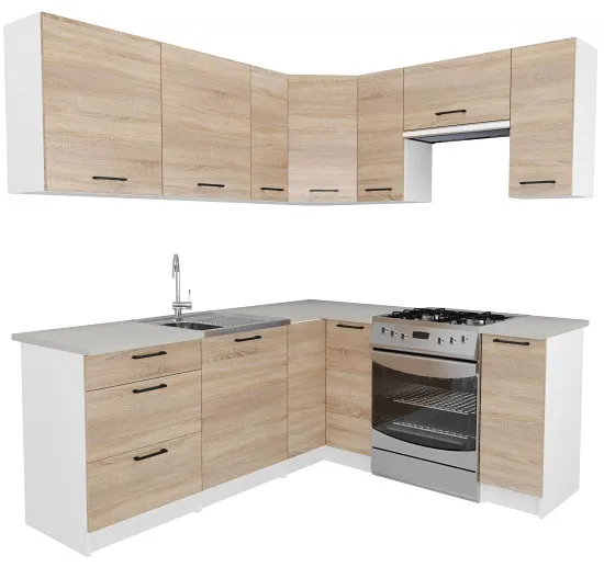 Komplet mebli kuchennych narożnych dąb sonoma - Hemi