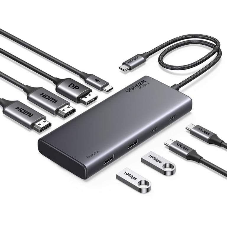Ugreen 35625 huby i koncentratory USB Type-C 10000 Mbit/s Szary 35625