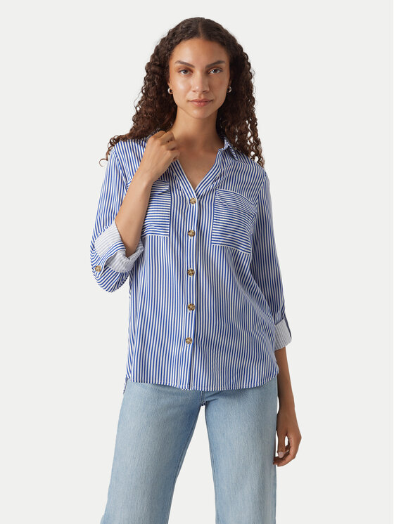 Vero Moda Koszula Bumpy 10275283 Niebieski Regular Fit