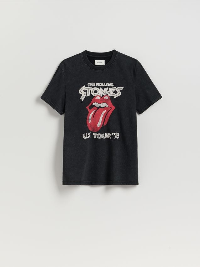 Reserved - T-shirt ROLLING STONES - czarny
