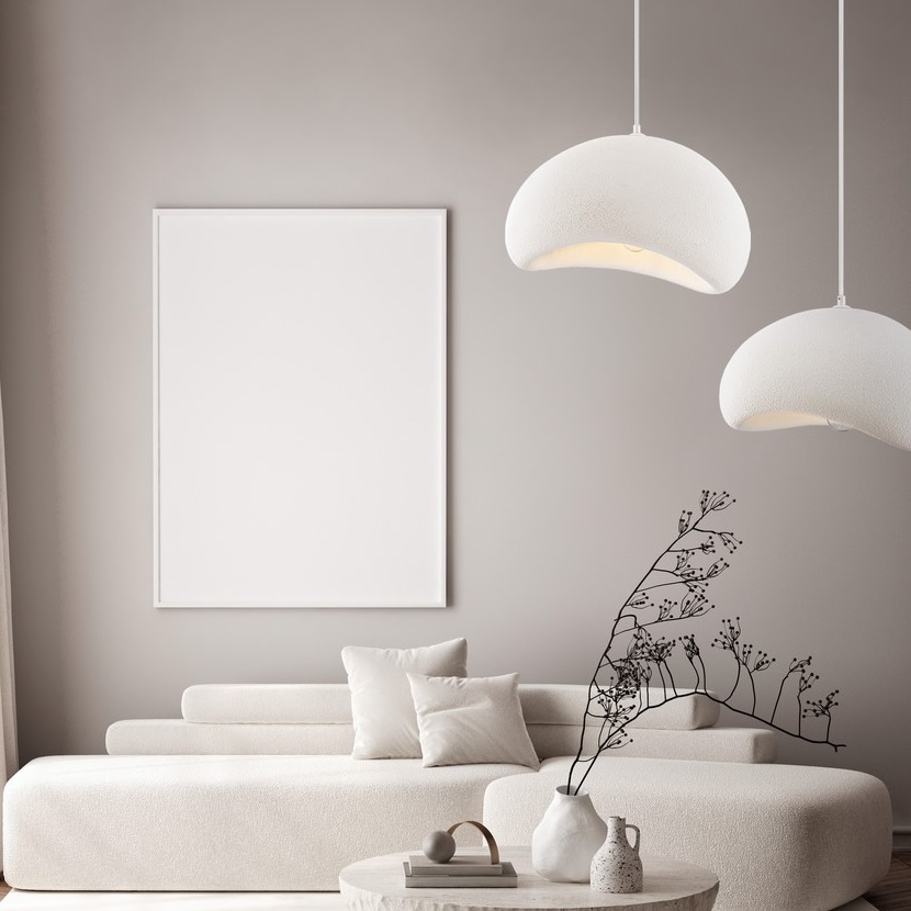 Lampa wisząca Cluora 40 w nowoczesnym stylu, biała z fakturą