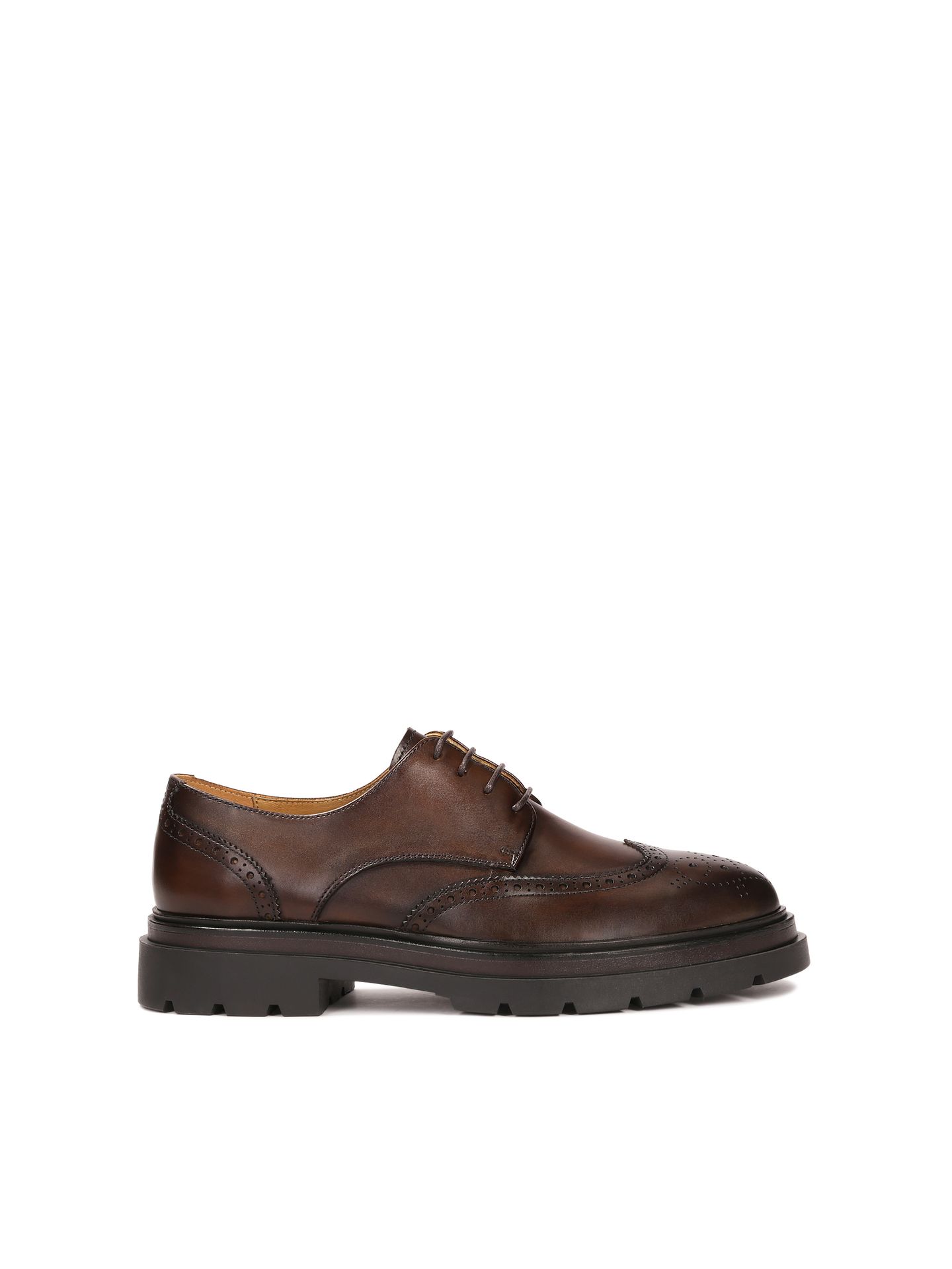 Brązowe derby w stylu BROGUES z ażurowym zdobieniem - 40