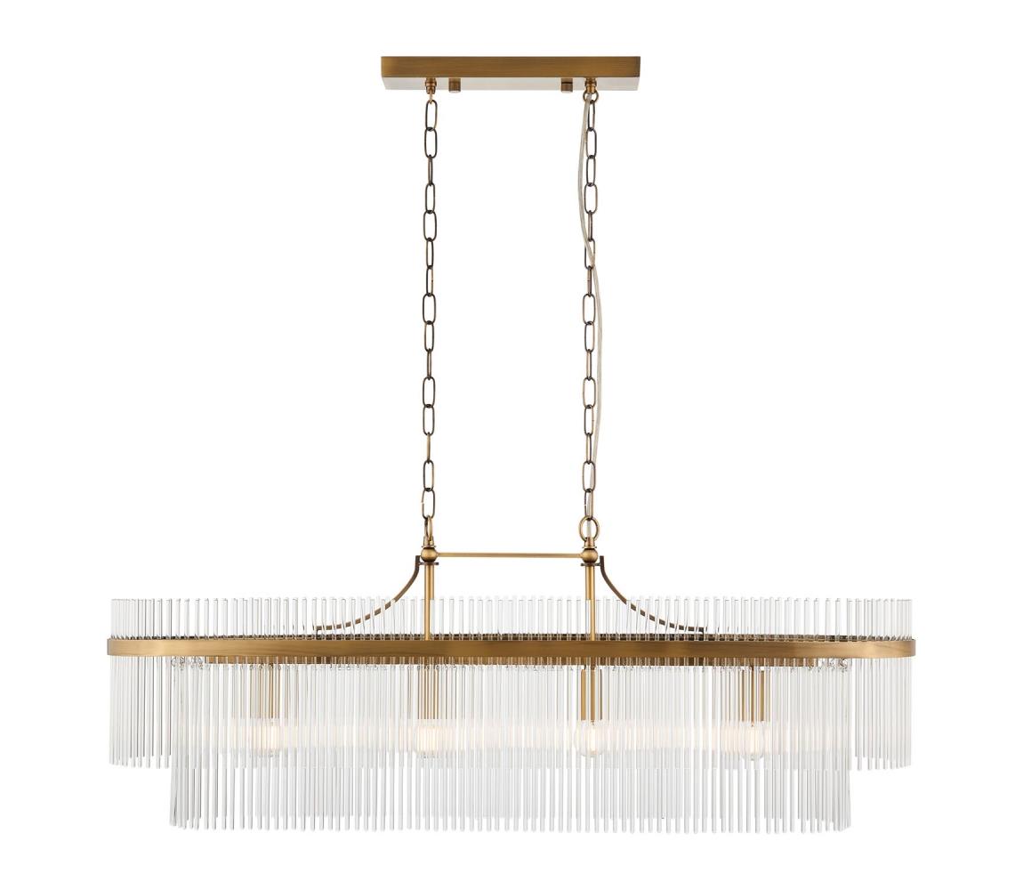 Endon 112573 - Żyrandol na łańcuchu MARIETTA 4xE14/6W/230V mosiądz/przezroczysty